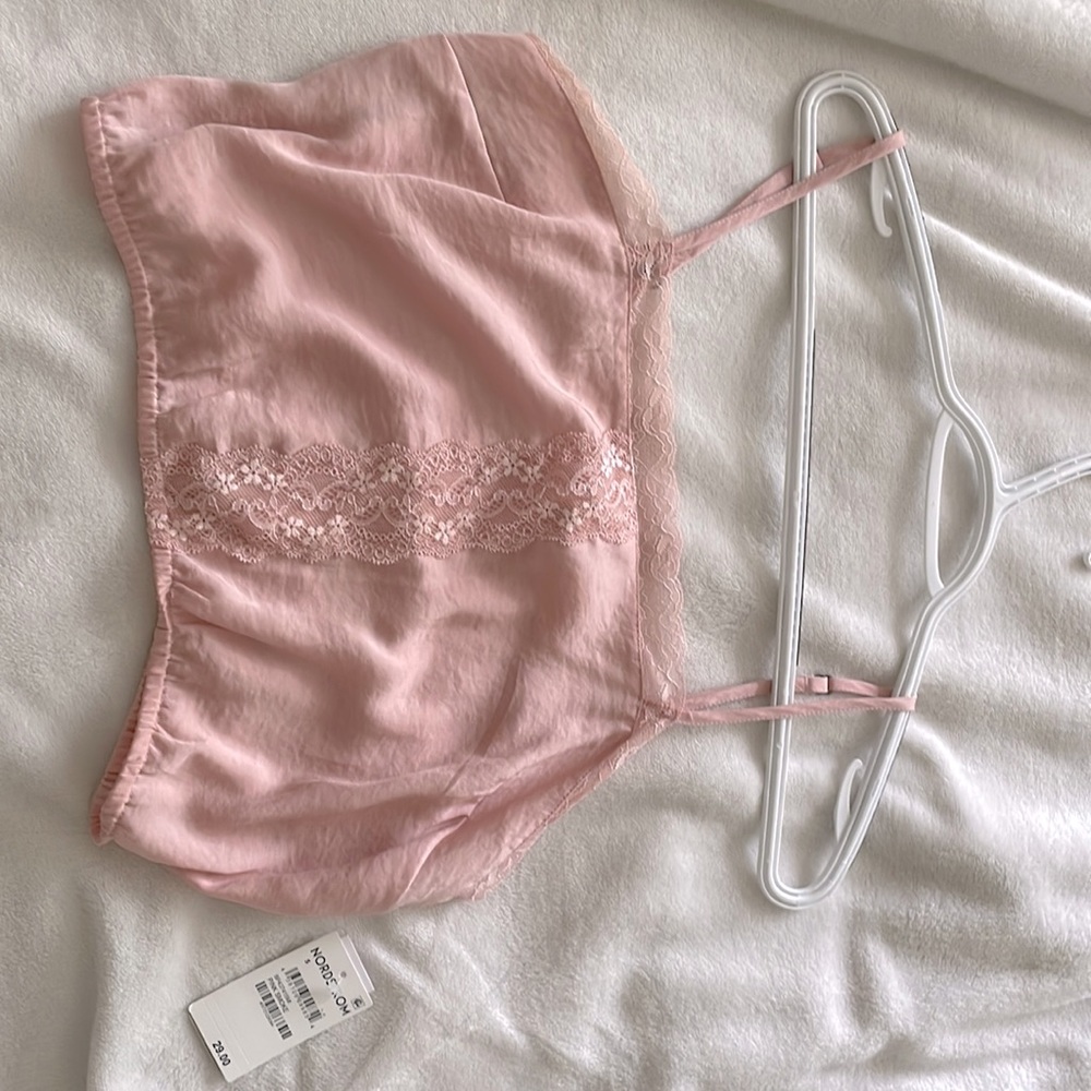 light pink cropped lace top with adjustable straps never worn